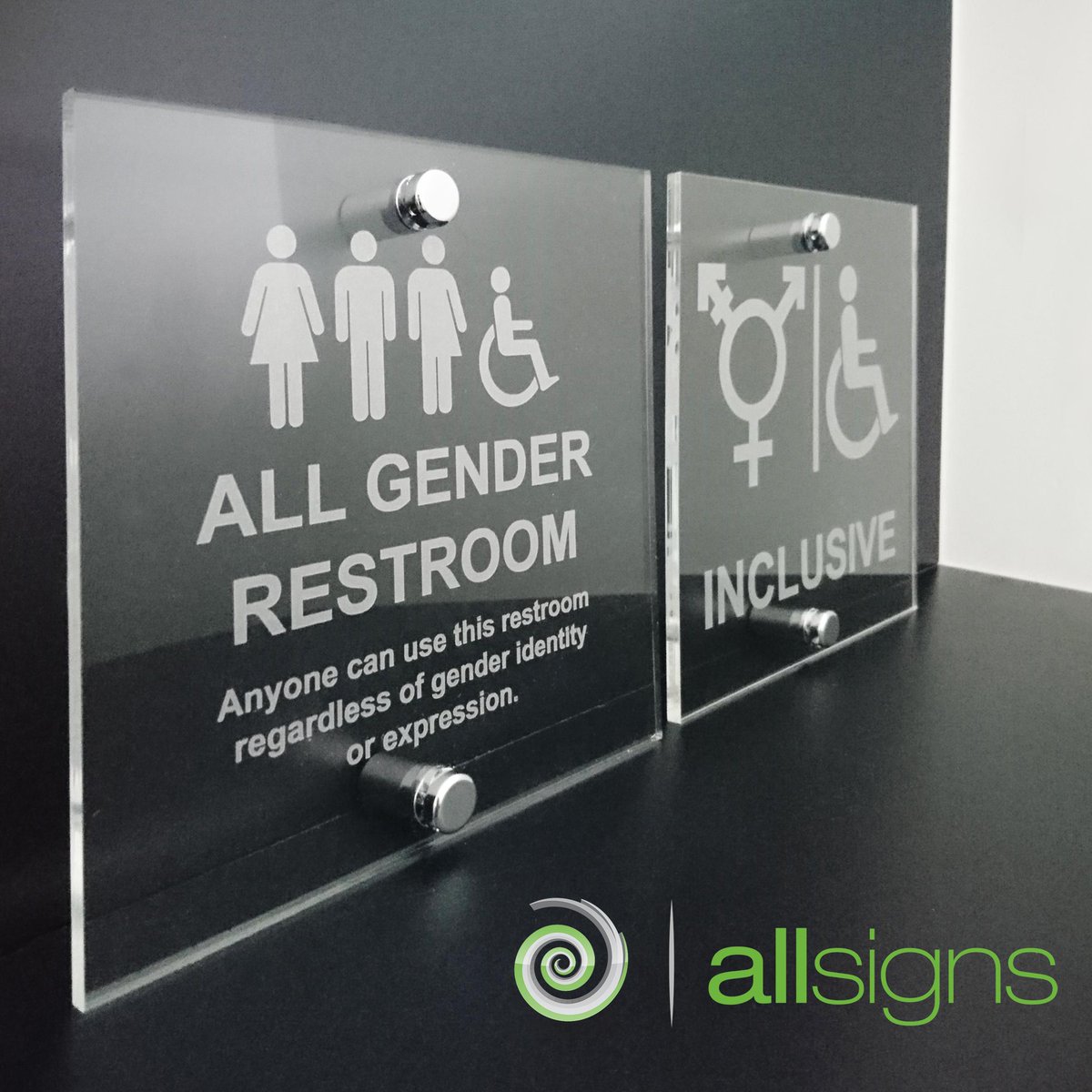 Gender neutral toilet signs are becoming more and more popular in the 21st century, with many organisation preferring gender neutral toilets, as opposed to your typical male and female options.

#gender #genderneutral #signage #equality
