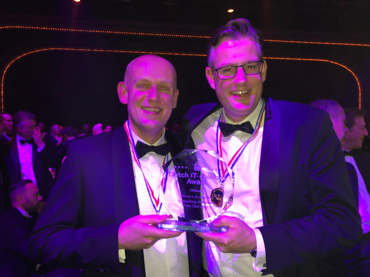 JCvanDoorn's tweet photo. Very proud that @VMware has won the prize for the "Networking Innovator of the Year" at the @Dutchitchannel Awards! Congratulations to the entire @vmwarensx team! #VMware #NSX #NetworkVirtualization #Awards https://t.co/BDQZQ9NHNy
