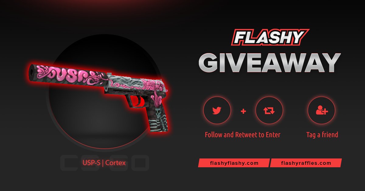 🔥 24H GIVEAWAY !!! 🏆 USP-S | Cortex !

To win:
🔻 Visit to support us: flashyflashy.com
🔻 Visit for more raffles: flashyraffles.com
🔻 Retweet
🔻 Follow us
🔻 Turn on twitter notifications

#flashyflashy #giveaway #csgoskins #CSGOGiveaway