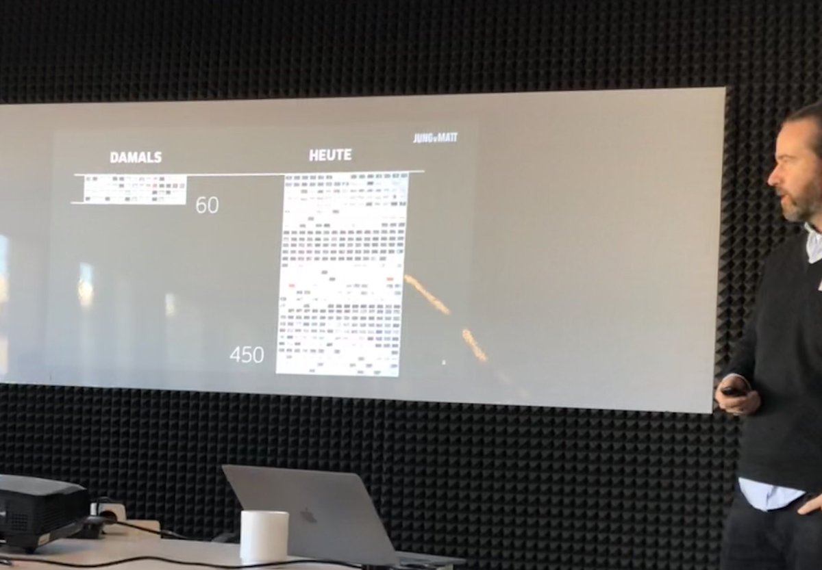Kreativ-Präsentationen früher vs. heute 
<a href="/cgast/">Christian Gast</a> @jungvonmatt <a href="/FUTURECANDY/">FUTURECANDY</a> 
#fctech2gether #Advertising #omnichannel #complexity #fragmentierungderkanäle