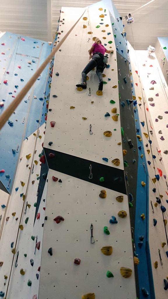 I had my first ever indoor climbing session the other day. Most people start climbing indoors and progress to the outdoors. I did it back to front 😂 We are in training for an upcoming sea stack challenge. 😱💓 <a href="/FightingFFE/">FightingFit4Ewings</a>