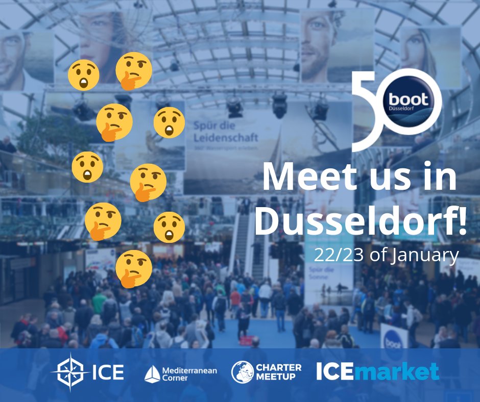 Is #ICE moving to a new location? You can shop online for a new boats with #ICEmarket? #MedCorner enables you to discover American charter market? Who are the Greek fleet operators at the #CharterMeetup 2019? WE'VE GOT THE ANSWERS! ;) bit.ly/bootDusseldorf…