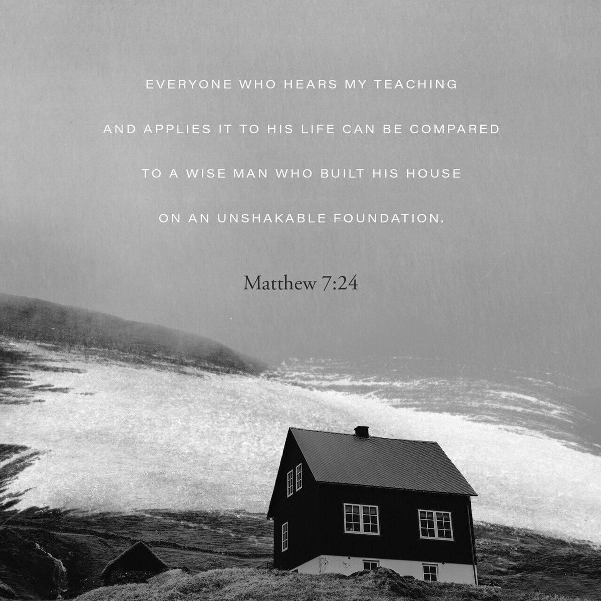 ““Therefore everyone who hears these words of mine and puts them into practice is like a wise man who built his house on the rock.”
Matthew 7:24 NIV
bible.com/111/mat.7.24.n…