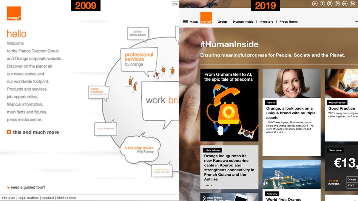 #10yearschallenge orange.com 2009 vs 2019  #Ilétaitunefois #NotreHistoire #proudtobeorange