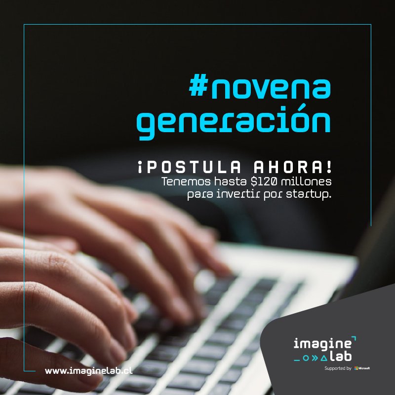 La incubadora @imaginelabchile apoyada por #Corfo, está en búsqueda de su #NovenaGeneración de emprendedores. Si tienes una startup de base tecnológica en etapa temprana o en escalamiento, revisa los detalles acá 
👉 imaginelab.cl/convocatoria/