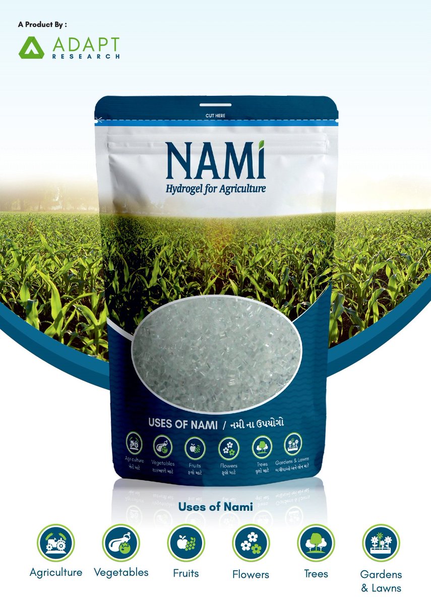 craval09's tweet photo. Cultivate your crops with 50% less water, provide crop protection against water scarcity, increase yield &amp; quality of the crops using our innovative Hydrogel product Nami. Meet us during #VibrantGujarat2019 summit. #VibrantGujarat #DroughtProtection  #Agriculture #WaterScarcity https://t.co/eOBHcVdZxt