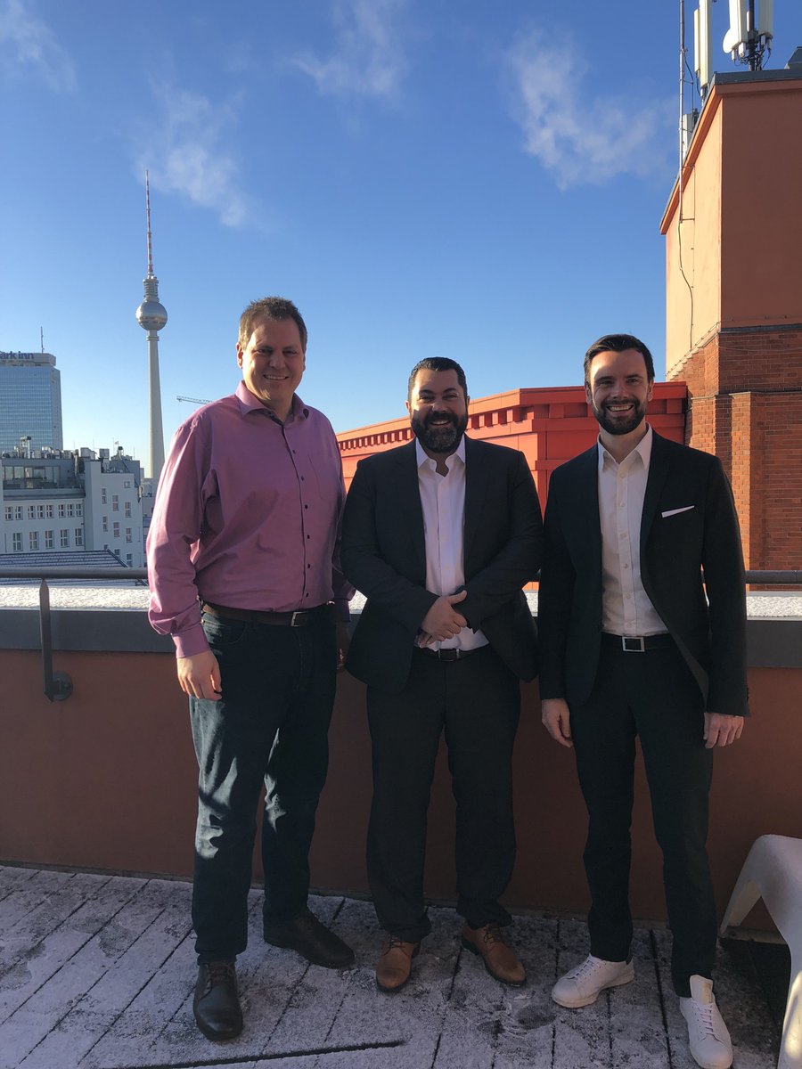 What an honour - visit by Greek General Secretary for Digital Policy, Telecommunications and Media, Lefteris Kretsos (m), here together with Felix Falk (r), Managing Director of German Association Game and Wooga's Founder and CEO, Jens Begemann (l) #wooga #executivevisit #greece