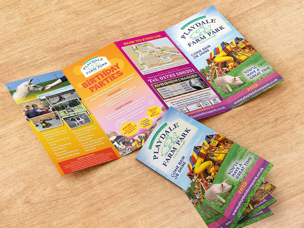 Delighted to be supporting #localattractions #yorkshireattractions with these recently printed 90,000 leaflets for Playdale Farm Park, Scarborough. If you are a local company in need of printing and/or signage services, just drop us a line!