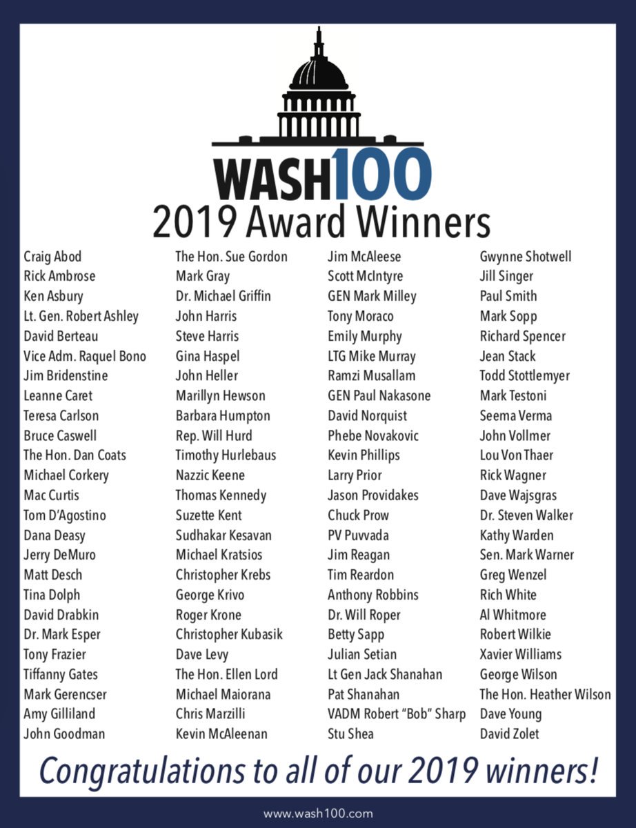 Carahsoft's tweet image. We’re proud to announce that our President @CraigAbod has been named a recipient of the 2019 #Wash100 Award! He is being recognized among the most influential &amp;amp; impactful executives at the intersection of government and industry: carah.io/6969a