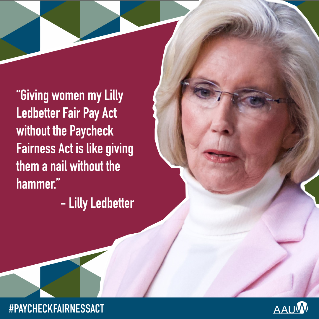 AAUW's tweet photo. We couldn’t agree more with @Lilly_Ledbetter! Help @AAUW close the gender pay gap by telling your members of Congress to co-sponsor and pass the #PaycheckFairnessAct. → https://t.co/s4EskLdZt9 #Ledbetter10th https://t.co/dbfM1Mk6yn