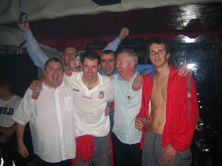 mick_clarke's tweet photo. @petercrouch @LuchoGarcia14 @HarryKewell @MorientesNo9 @PReina25 @Carra23 @JARiiseOfficial @DjibrilCisse @Jurek_Dudek @XabiAlonso @DietmarHamann I’ve got some belter pics there of the night of the final from the that bar in Yokohama, boss night that. Shame about the result https://t.co/MmaWL2Xb4p