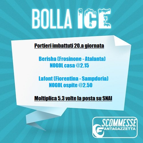 ScommesseFC's tweet image. le bolle speciali del weekend #scommesse di #SerieA su @fantagazzetta