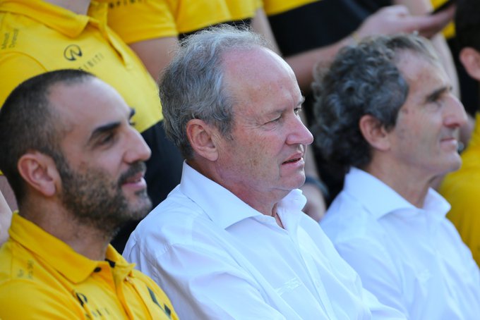 Jerome Stoll with Alain Prost and Cyril Abiteboul