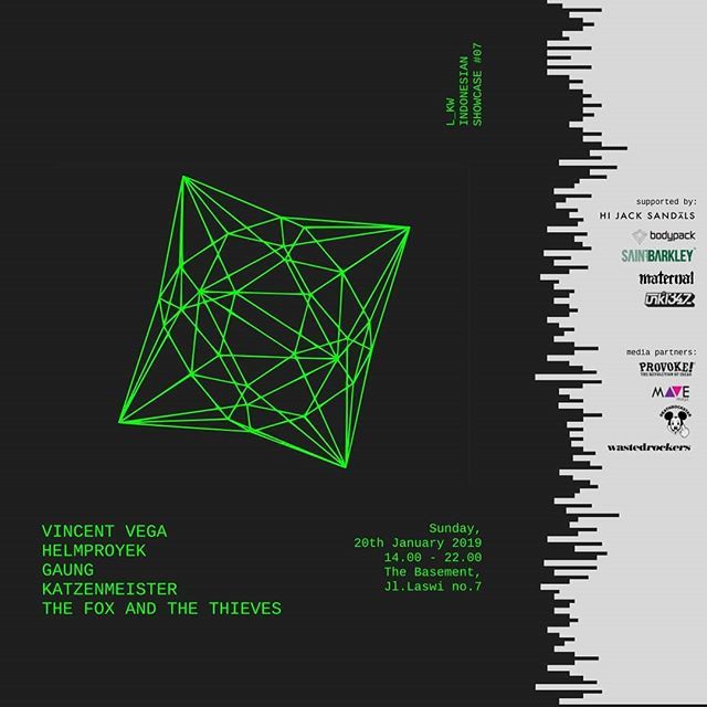 Finally, it's happening!
.
L_KW Indonesian Showcase #7 :
The Basement
at Jalan Laswi No.7 Bandung
.
14.00 - 17.30
Vincent Vega
.
18.30 - 22.00
Helmproyek
Gaung
Katzenmeister
The Fox and the Thieves
.
Supported by:
<a href="/bodypack/">muhammad helmi</a> 
<a href="/unkl347/">347</a> 
@saintbarkley 
<a href="/hijacksandals/">Hijack Sandals</a> 
@maternal…