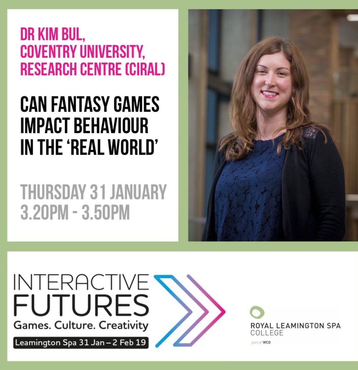 Excited to speak about how serious games can make an impact at the Interactive Futures event on 31st of January in Leamington #games #fun #play #serious #intervention #health #mental #physical #behaviour #interdisciplinary <a href="/CovUni_CIRAL/">This account is no longer active</a>