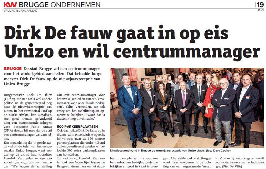 UNIZOwvl's tweet photo. Onze ondernemersprioriteiten voor West-Vlaanderen zijn in @StadBrugge  alvast niet in dovemansoren gevallen. Dirk De fauw gaat in op de eis van UNIZO West-Vlaanderen en wil een centrummanager aanstellen! #samensterkondernemen #centrummanager #blijvengaan https://t.co/gcU6ERE9Yp