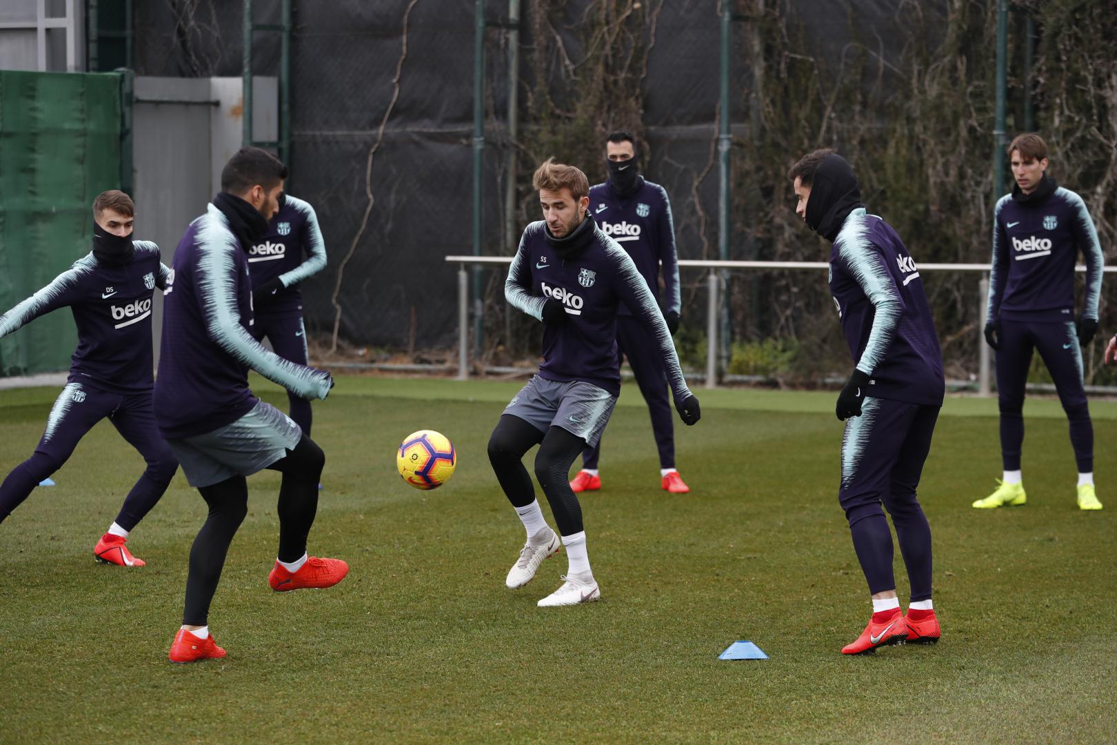 Los jugadores del Barcelona en el entrenamiento (Foto: FC Barcelona).