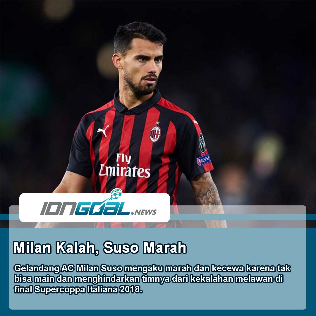Gelandang AC Milan Suso mengaku marah dan kecewa karena tak bisa main dan menghindarkan timnya dari kekalahan melawan di final Supercoppa Italiana 2018.
.
Sumber: https://buff.ly/2SWXXh0
#idngoalnews #FIFA #ACMilan #Milan #SerieA #LigaItalia #Suso #Juventus #CR7 #LigaChampions