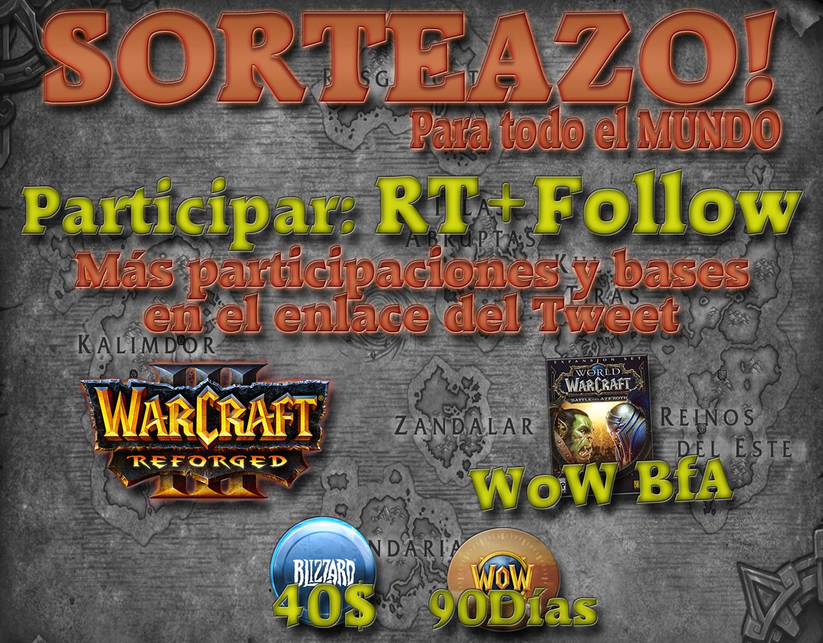 PeperoniSH's tweet image. Chavaleria 📣 Para que la cuesta de Enero sea menos dura 😜 Tenemos activo el SORTEAZO de Enero 👍

Tu decides el premio 🎁
#WoW #BfA 
#Warcraft3Reforged
Otro Juego
40€ de Saldo
90 Días de Juego

Participa con RT+FOLLOW 💪

Bases y +participaciones aquí:  goo.gl/EcRta9