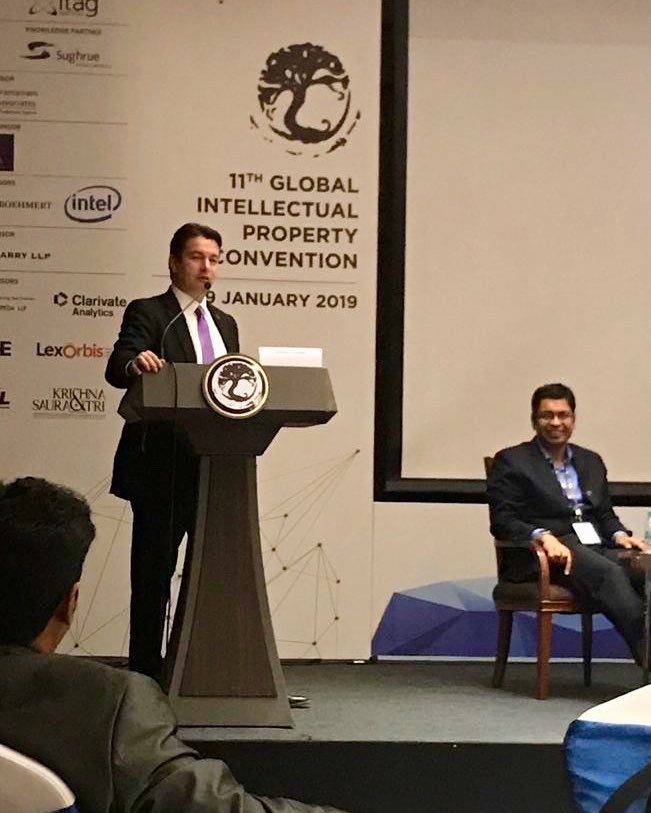 AFriedenEsq's tweet photo. It was a pleasure to moderate our panel featuring Irfan Modi (IBM), Georg Weber (EPO), Collin D’mello (IEEE), Dr. S.K. Murthy (Intel), and Jitin Talwar (TT Cons.). Thanks to panelists and the audience for a lively discussion on #AI, #IP &amp; #innovation. #GIPC2019 @IPRConference https://t.co/xFClsCXZap