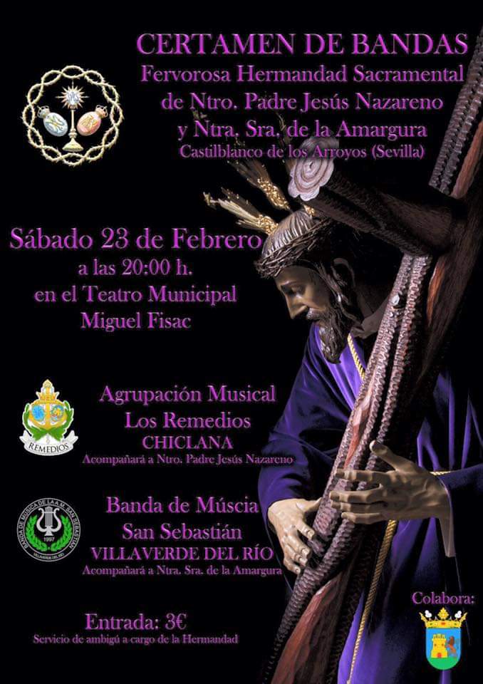 BandaVillaverde's tweet photo. 🎺Certamen de Bandas🎷
El próximo 23 de Febrero participaremos en el Certamen de Bandas organizado por @LaSacramental de Castilblanco de los Arroyos (Sevilla). @InfoBandasCofra @infocofrade @SSantaSones @SonesAzahar @LaPasion7TV @GolgotaSFCRadio @elllamadorcsr @cruzguia @PasyEsp https://t.co/6hlf4OpsZn