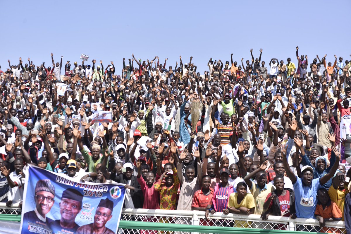 KadunaInfo's tweet photo. HAPPENING NOW: Malam Nasir @elrufai has arrived at the Ahmadu Bello Stadium for the flag-off of the APC Presidential Campaign in Kaduna State and the opening of the Kaduna Music and Arts Festival (KADAMFEST) #PuttingPeopleFirst #PMBinKaduna #KADAMFEST https://t.co/WAeAcNFcUe