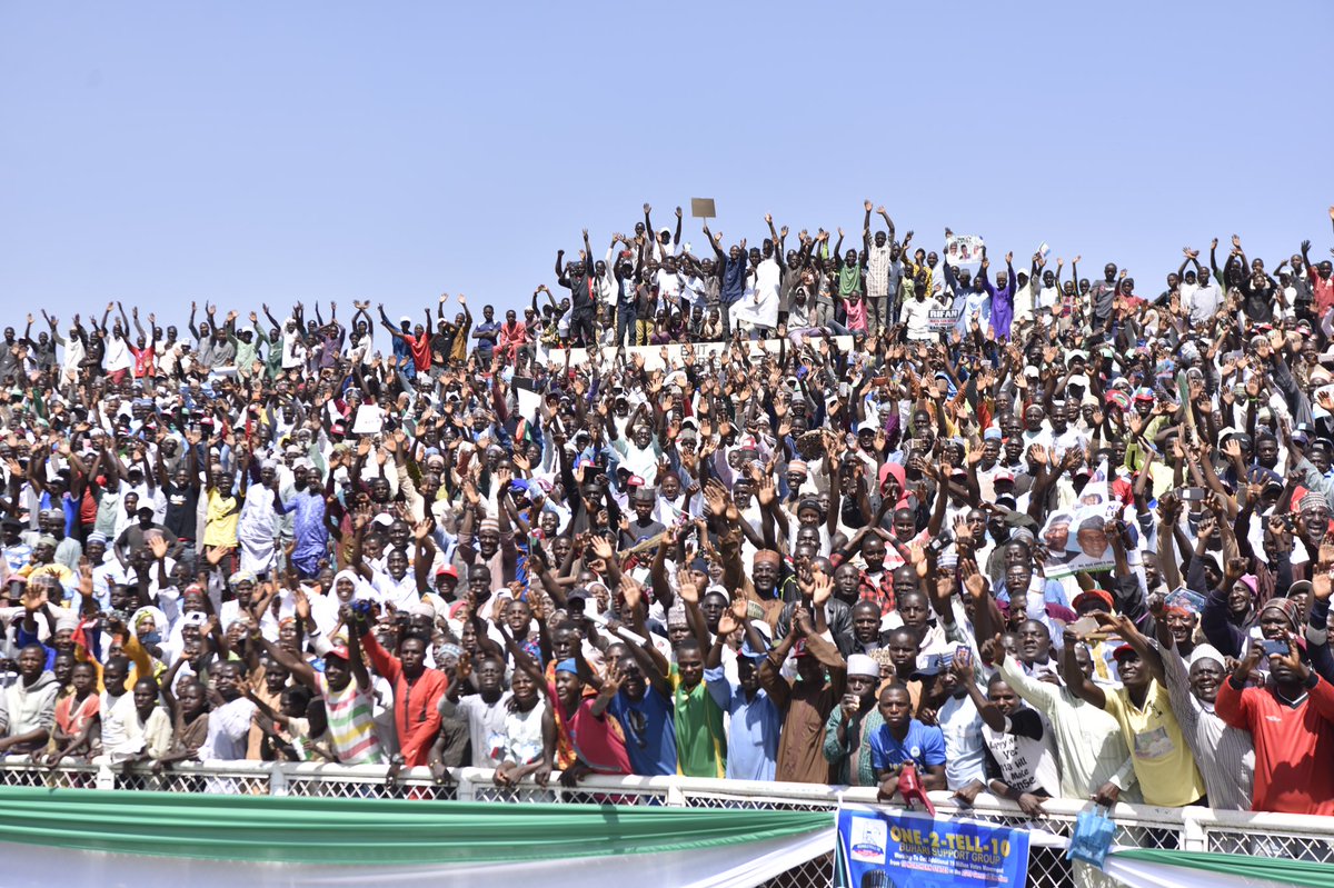 KadunaInfo's tweet photo. HAPPENING NOW: Malam Nasir @elrufai has arrived at the Ahmadu Bello Stadium for the flag-off of the APC Presidential Campaign in Kaduna State and the opening of the Kaduna Music and Arts Festival (KADAMFEST) #PuttingPeopleFirst #PMBinKaduna #KADAMFEST https://t.co/WAeAcNFcUe