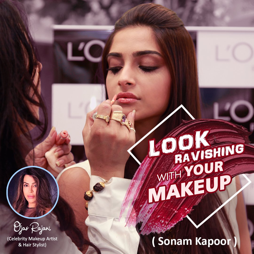 #SonamKapoor looks #great with a nicely done #hair and stunning #makeup. #OjasRajani #impeccable work of makeup and #HairStyling does the talking for her as well as #perfection reflects in her work.