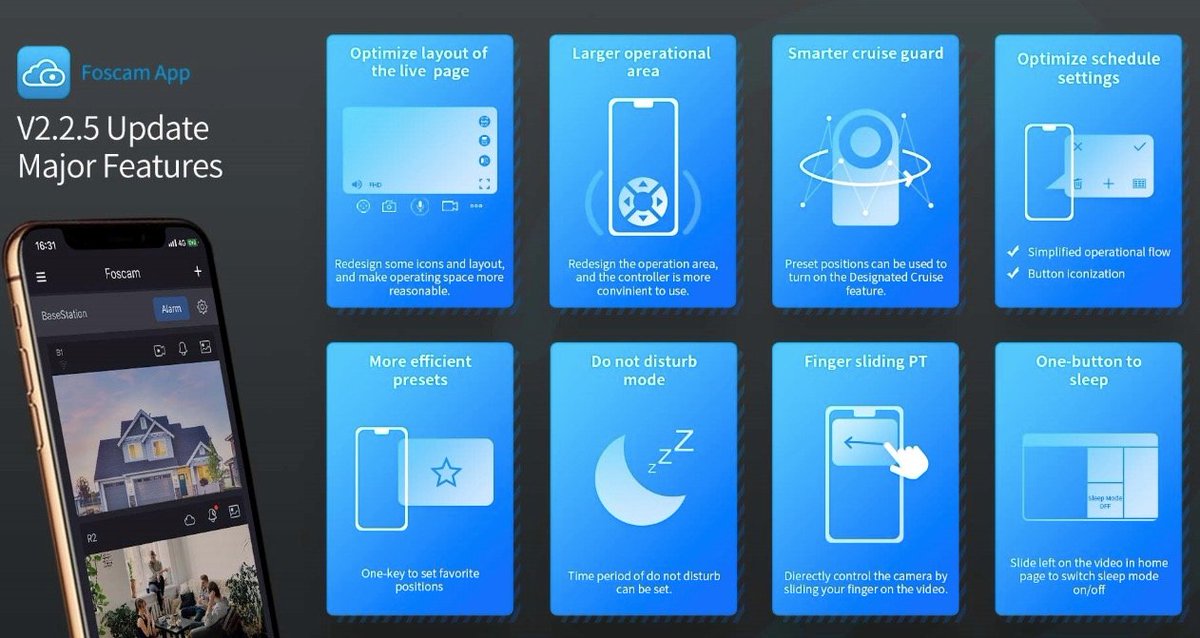 FoscamUK's tweet image. UPDATE: Foscam APP V2.2.5 now released for both iOS/Android.

New and improved features - view image to check out what&apos;s new.

#foscam #foscamuk