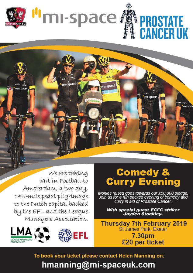 AshleyHouseInk's tweet image. We&apos;ve just booked our table at the Comedy &amp;amp; Curry Evening to help @MispaceAmsterd1 raise money for @ProstateUK as part of their Football to Amsterdam trip - a 2 day, 145-mile cycle to the Dutch capital. All monies raised will go towards their £50,000 pledge! #TeamMispace 🚴‍♂️