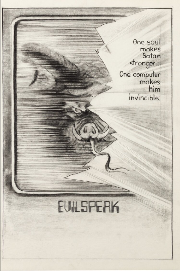revpeterlaws's tweet photo. 1/3 I’ve always been a massive fan of the 1981 horror movie #Evilspeak, which is shockingly underrated. So here’s something cool: Original preliminary sketches for the poster campaign from Leisure Investment Company and Coronet Films.@ClintHoward #satan #rogerkellaway #ericweston https://t.co/873kqRV852