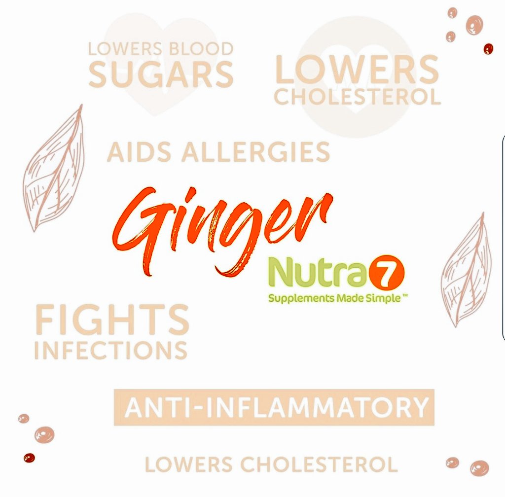 Nutra_7's tweet photo. #ginger #oneofthe7 #lowers #cholesterol #bloodsugar #allergies #infection Ginger has MANY health benefits, some including ant-inflammatory properties, blood sugar regulation, and gastrointestinal relief.
#fact
#FridayFact #Facts #supplementsmadesimple
#madeinbritain https://t.co/eo2zWerbOf