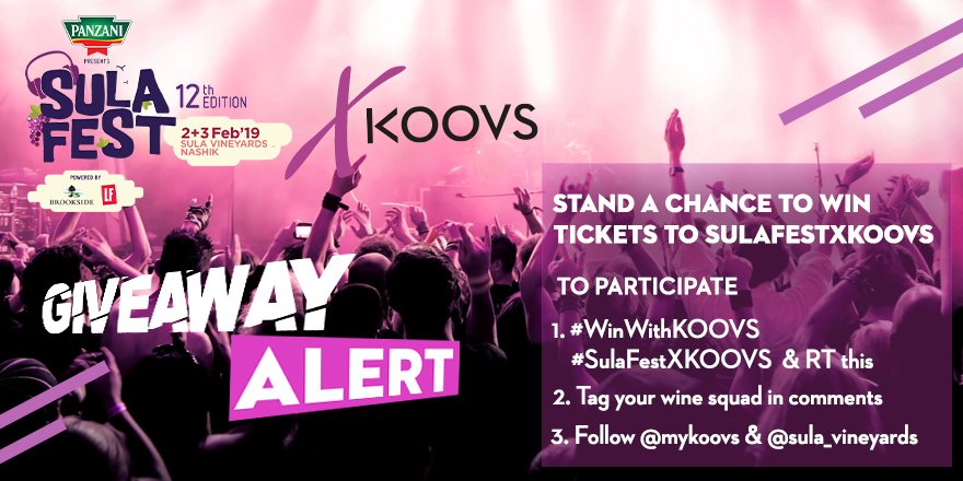 shazahnpadamsee's tweet photo. Hi guys! This is such a fun giveaway! Partcipate now and stand a chance to win tickets to Sula Fest! #SulaFestXKOOVS #WinwithKOOVS
@mykoovs @sula_vineyards https://t.co/7Olr7GNAo4