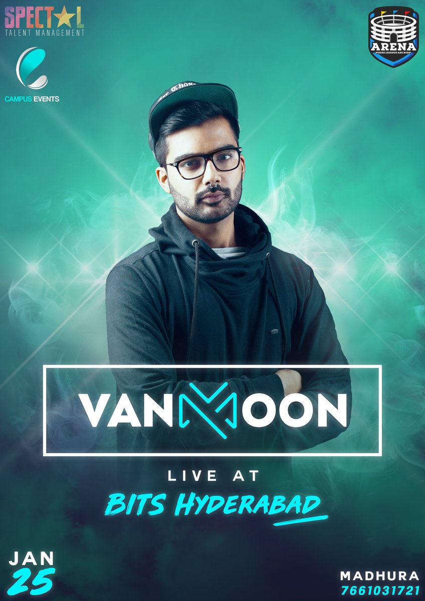 BITS_Arena's tweet photo. Music blaring, arms in the air and delirious excitement roaring through the crowd. Get ready to experience a night of amazing electronic music with the pro show for ARENA’19, Van Moon.
#Arena2019
#WhereLegendsAreBorn
#WakeUpToYourPassion https://t.co/yWaVyvKWwu