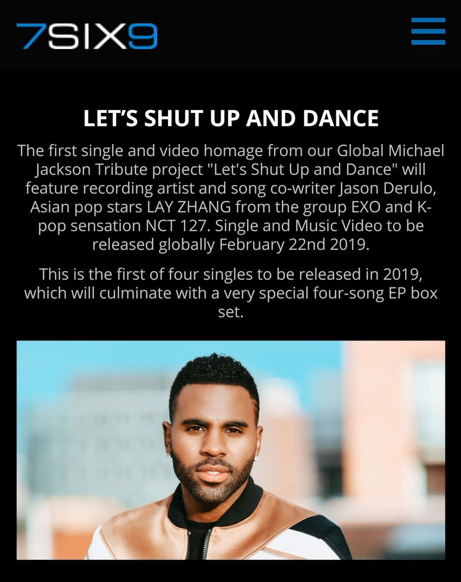 XingPark's tweet photo. 190118 7SIX9 Entertainment Website Update: the first single and music video of Global Michael Jackson tribute project "Let's Shut Up and Dance" will be released on February 22 2019

#producerLayZhang #LayZhang #อี้ชิง #张艺兴 #Lay #Yixing #레이 #レイ @layzhang @lay_studio https://t.co/X8wNZqwwOg
