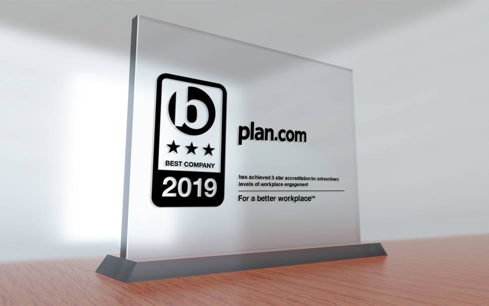 We're delighted to announce we have maintained our 3-star accreditation (the best you can get) from <a href="/bestcompanies/">Best Companies</a> 

That means we have the highest standard of workplace engagement. Want to know why? Take a glimpse into the plan.com world - locate.im/articles/plan-…