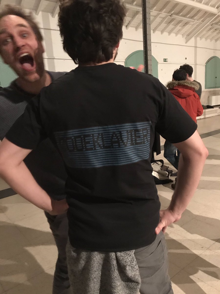 anneveinberg's tweet image. .@cappelnord rocking his #CodeKlavier T-shirt with a charming photo bomb by the one and only @samaaron! #CKlife @0felipeignaci0