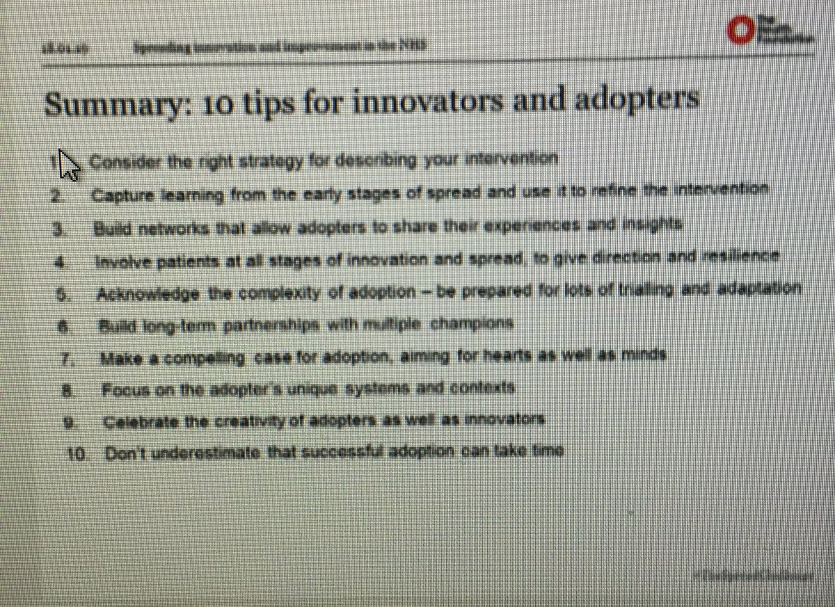 Great lunch break tapping into the @HealthFdn’s webinar on ‘Spreading innovation and improvement’ @timjhorton #TheSpreadChallenge #Top10Tips & #KeepthePeoplethatMatterInMind