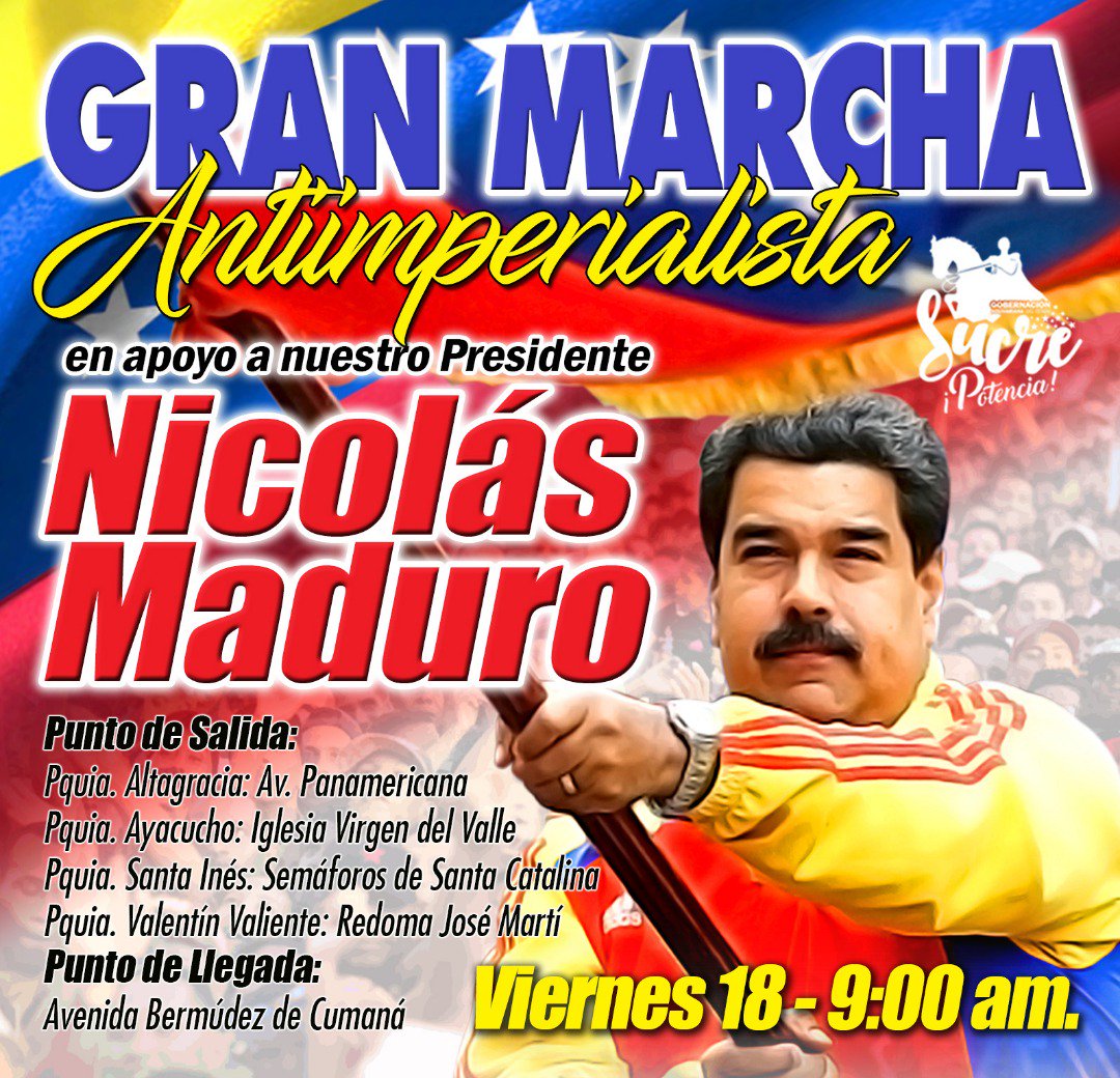 intersucrezees's tweet photo. #SucreEnVictoriaConMaduro vamos con todo. Sector educativo Sucre en victoria con un total respaldo a nuestro Presidente. División de Comunidades Educativas y Unión con el Pueblo @NicolasMaduro @MPPEDUCACION @karsanc @psuvaristobulo https://t.co/hPzz6tKeGr