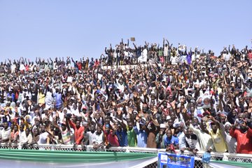 KadunaRenewal's tweet photo. HAPPENING NOW: Malam Nasir 
@elrufai
 has arrived at the Ahmadu Bello Stadium for the flag-off of the APC Presidential Campaign in Kaduna State and the opening of the Kaduna Music and Arts Festival (KADAMFEST) #PuttingPeopleFirst #PMBinKaduna #KADAMFEST https://t.co/hHXnE8Iz9J