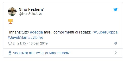 TOPTWEETS 🏆🐤
#JvtbLive
Le vostre perle su #JuveMilan
Novità in vetta!
https://www.juventibus.com/toptweets-supercoppa-juve-milan/ …