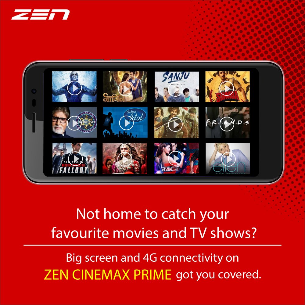 ZenSmartPhone's tweet photo. From the latest movies to top TV series, watch everything you love on your Zen Cinemax Prime's 5.45-inch FWVGA IPS screen. No more missing out on your favorite shows!  Check out: https://t.co/Jqt2MluorN https://t.co/NgsXZXBQfy