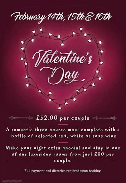 Join us at our riverside restaurant this Valentines Day for a romantic  three course meal complete with bottle of red, white or rose wine. 
 All for £52 per couple, book today to avoid disappointment on 01482 640526. #valentinesday