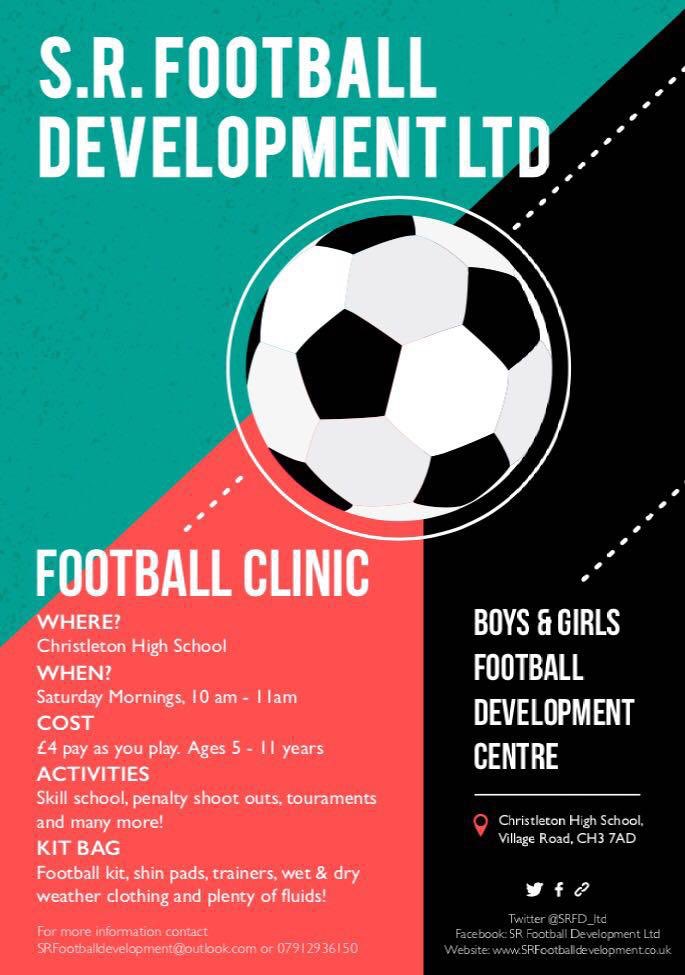 SRFD_ltd's tweet photo. ⚽️ DEVELOPMENT CENTRE ⚽️

Our very popular development centre is back tomorrow morning from 10-11am at Christleton High School!

We welcome boys and girls aged 5-11 of any ability, to come down and have a fun filled hour of football!

#football #coaching #chester #chestertweets https://t.co/KMZ40LiER9