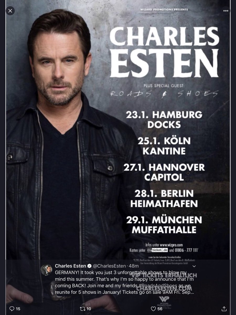 Marjienealon's tweet photo. 4️⃣more sleeps before I leave to join the #InterNashies for what we can all tell is a phenomenal tour for @CharlesEsten where he is showing his European fans again the amazing performer he is and how much he loves those fans #Jan19EuropeanTour #ChipTrip #chipsters #Nashies ❤️❤️ https://t.co/KKt34rDFko