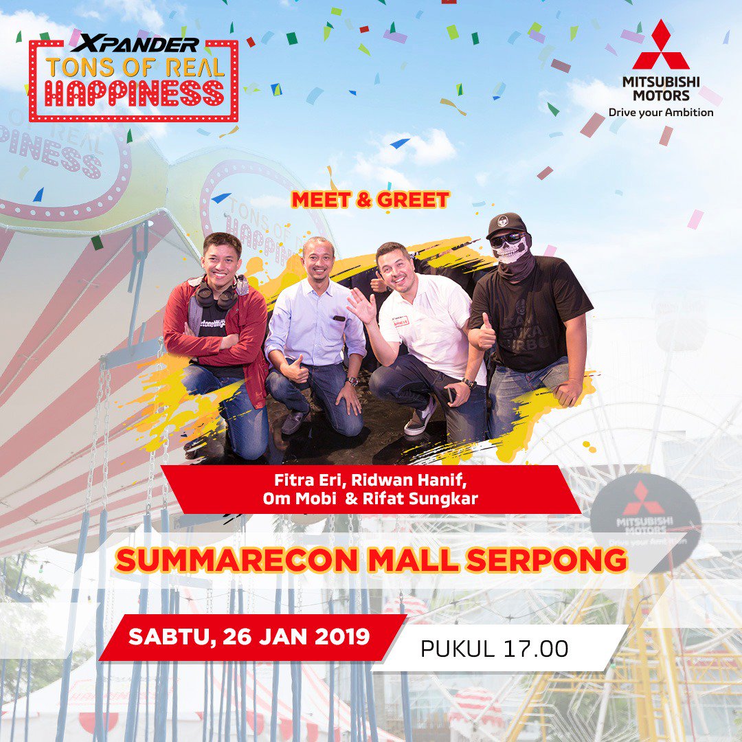 Mitsubishi_ID's tweet photo. Selain itu ada talkshow menarik dari Rifat Sungkar, Cast Film Dilan 1991 dan bersama Youtuber Automotive Om Mobi, Ridwan Hanif, dan Fitra Eri.

Dapatkan tiket gratisnya di https://t.co/KbtqHF8Knr sekarang juga!

#tonsofrealhappiness 
#XpanderTorh 
#MitsubishiMotorsid https://t.co/HEf9nx9GtC