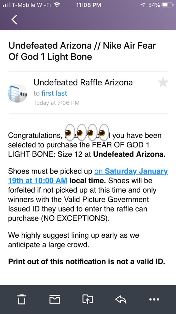 undefeated fear of god raffle