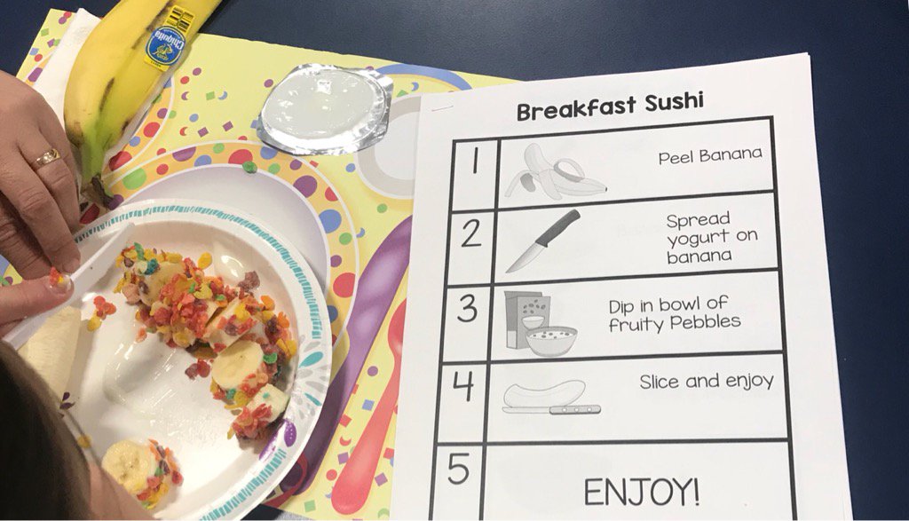 MVillani7's tweet image. Students making breakfast sushi in room 113 #westislip #funfriday #cookingbreakfast