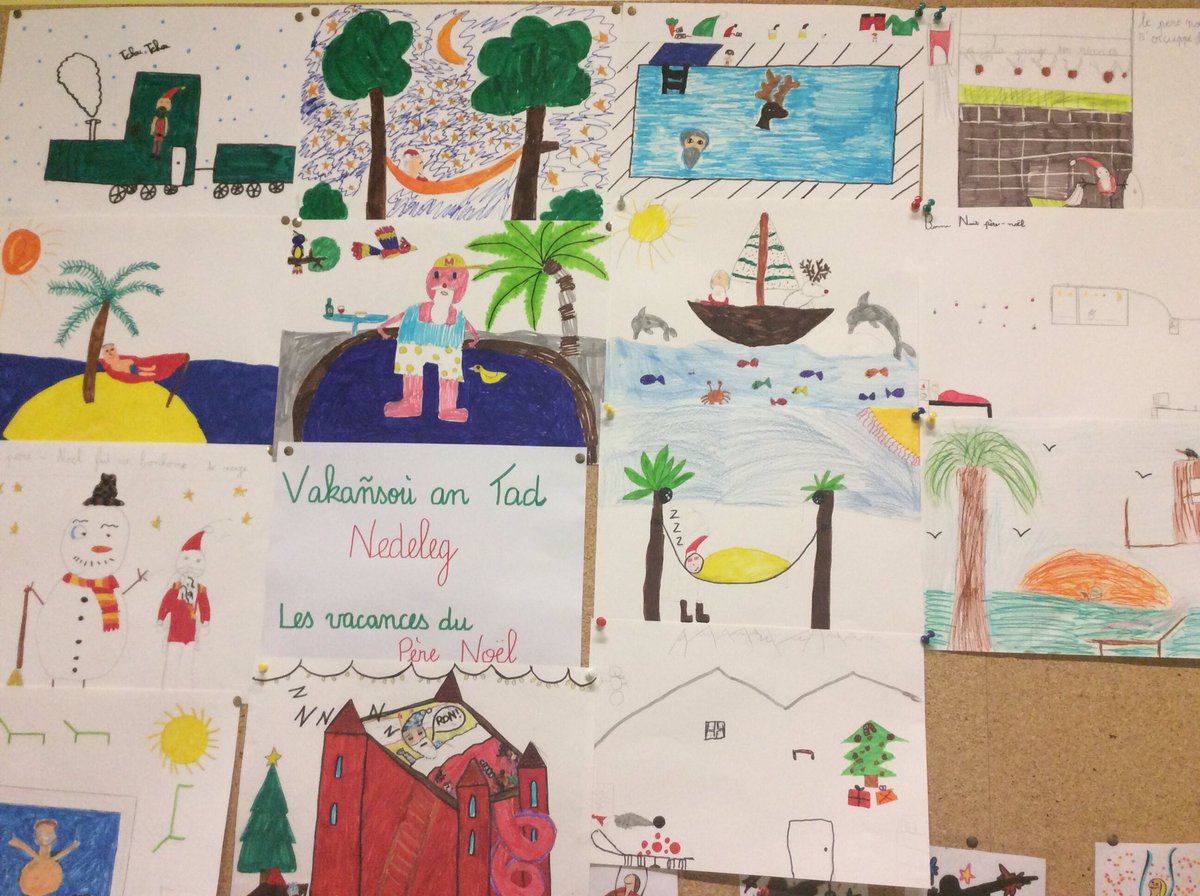ce2cm_bil's tweet photo. Dans la classe nous avons fait un dessin du père Noël en vacances.Manon et Enora #tweetreporter https://t.co/WpLBhB0tuf