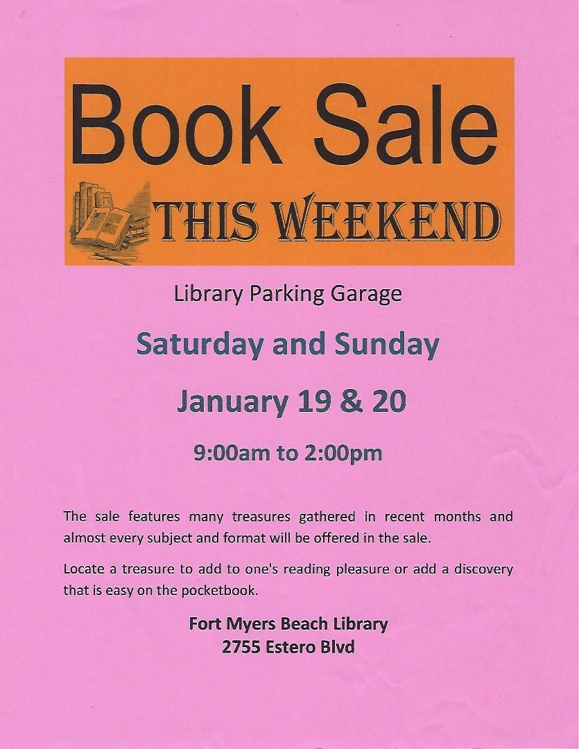FMB_Chamber's tweet photo. Happening this weekend at the Fort Myers Beach Public Library! https://t.co/OIJ5nxWLcb
